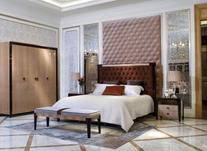 Bed Bedside table 3 pieces. Bedroom Set Luxury Chesterfield Complete Furniture Decoration